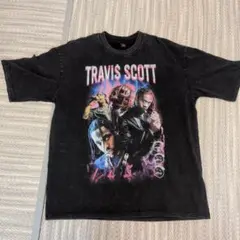【未使用級】TravisScott ヴィンテージ加工 Tシャツ ストリート 黒のサムネイル