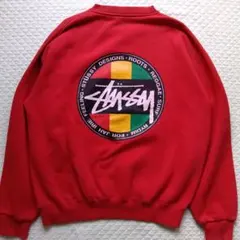 00s 紺タグ Old STUSSY　スウェット　レゲエ　サークルロゴ　ラスタ