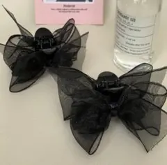 新品未使用☆ブラックリボンヘアクリップ2個セット