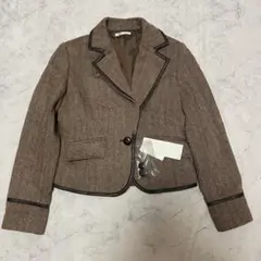 新品 タグ付き ELLE エル ジャケット ヘリンボーン L ボタン