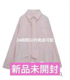 AmlyCity アンリーシティ ボウタイつきラインストーンギャザーシャツ