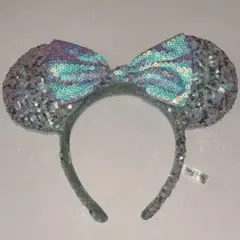 ミッキー耳カチューシャ 紫と水色のラメ