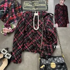 グレースクラス　グレースコンチネンタル　ミックスツイード　ノーカラージャケット