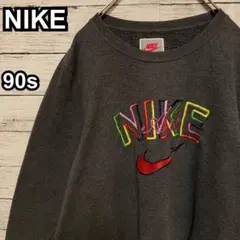 1010【人気XLサイズ】ナイキ♤刺繍ビッグロゴ　90s 銀タグ　スウェット美品