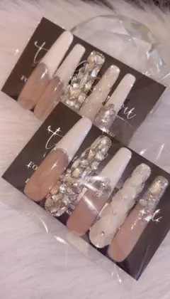 フレンチネイルチップ 埋めつくしネイルチップ キルティングネイルチップ