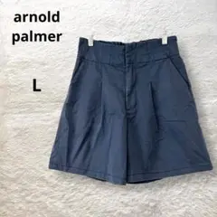 アーノルドパーマ ロゴ刺繍ショートパンツ ハイウエスト バックゴム フレア L