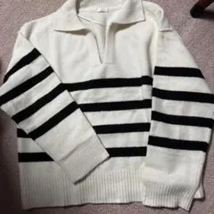 GU ハイネックストライプセーター