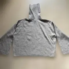 H&M ライトベージュ/グレー リブ編みタートルセーター Mサイズ