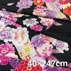 ①花柄 はぎれ 正絹 仮絵羽解き 銀通し 暈かし 40×247cm