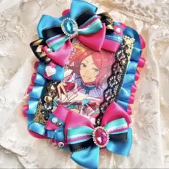 水色×ピンク 痛デコケース　痛硬質ケース　硬質デコケース B8サイズ /105