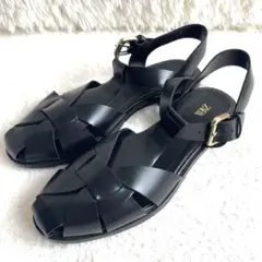 美品✨ZARA 24.5㎝ グルカ フラットソールファンシーサンダル 黒
