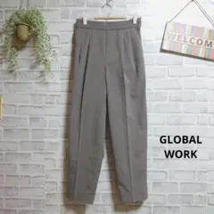 グローバルワーク スラックス タックパンツ ウエストゴム 無地 ゆったり 美品
