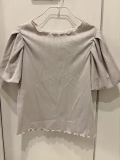 リブ編み ベージュ Tシャツ Mサイズ