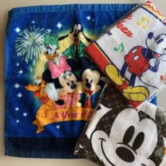 ディズニーキャラクタータオル　3枚セット　ハンドタオル　ミッキー　ミニー