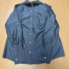 ダークブルー 長袖シャツ 馬刺繍