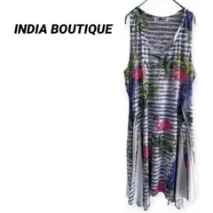 【INDIA BOUTIQUE】フラミンゴ 総柄 チュニック ワンピース レース