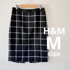 H&M ブラック ホワイトチェック Mサイズ タイトスカート 1-100aのサムネイル