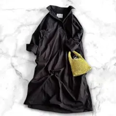 【ミラオーウェン】スキッパーシャツワンピース　チャコールグレー　サイズ0