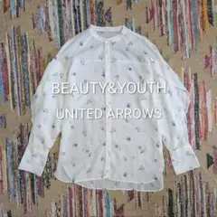 BEAUTY&YOUTH　フラワープリント ラッフルロングスリーブブラウス