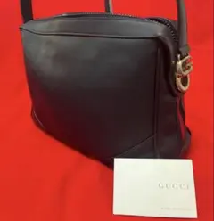 正規 GUCCI グッチ　バッグ　カバン　本革　シェリー　男女兼用　ネイビー　紺のサムネイル
