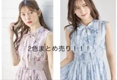 ウエストシャーリングフラワープリントプリーツワンピースtoccocloset