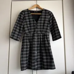 ZARA TRF コレクション ひざ丈ワンピース　ブラック　チェック