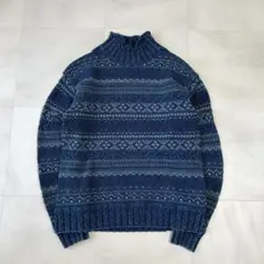 【希少】RRL インディゴ ネイティブ柄 タートルネック ニット 170/92Aのサムネイル