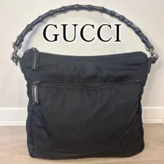 GUCCI グッチ バンブー ブラック ハンドル ナイロン ショルダーバッグのサムネイル