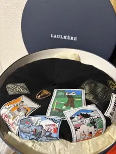 LAULHÈRE パッチ付き 黒　ベレー帽 LAULHÈRE 黒パッチベレー帽 S - メルカリ