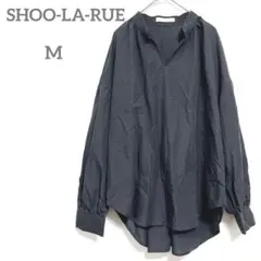 シューラルー　長袖シャツ　M ブラック　V字ネック　薄手　ギャザー　カジュアル