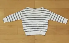 HUMAN WOMAN ボーダーカットソー 五分袖トップス