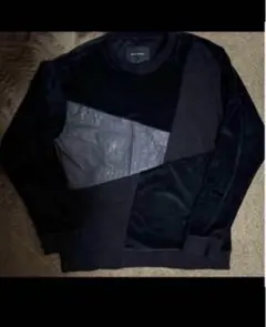 異素材　トレーナー　スウェット　メンズビギ　レザー　ベロア　コットン　切り替え