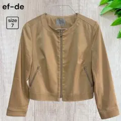 極美品✨️ 【ef-de】ノーカラージャケット ベージュジップアップ ショート丈のサムネイル