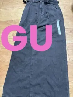GU ベルテッドワイドパンツ ダークグレー
