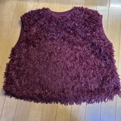 ぞうねこ完売品❣️ふわふわフリンジベスト レッド