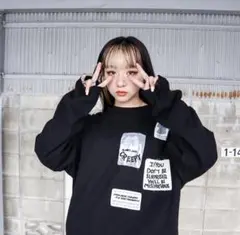 Candy Stripper パッチワーク長袖Tシャツ