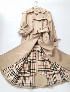 美品 バーバリーロンドン マキシ丈 ライナー付 ロング トレンチコート 40