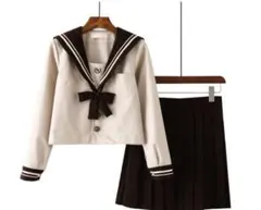 長袖 セーラー服 ブラウン 3点セット