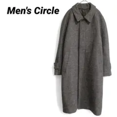 【Men's Circle】ヘリンボーン ウールステンカラーコート ブラウン