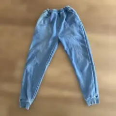 フリース素材 青 長ズボン ウエストゴム