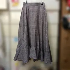 中古 チェック柄 ロングスカート フレアスカート