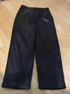 WYM ブラック ワイドパンツ 合成皮革