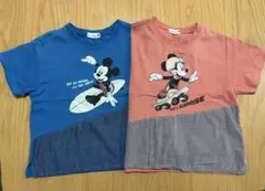 ミッキーマウス Tシャツ 半袖　青　オレンジ　2枚セット