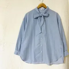 ブラウス 長袖 水色