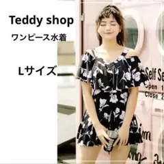 【極美品】Teddy Shop ワンピース水着　花柄　ブラック　L プール　夏のサムネイル