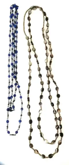 ★ロングネックレス　青色約47cm　茶色約56cm　2点セット