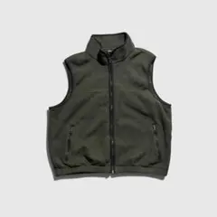 【XL】Eddie Bauer フリースベスト ジップアップ モスグリーン