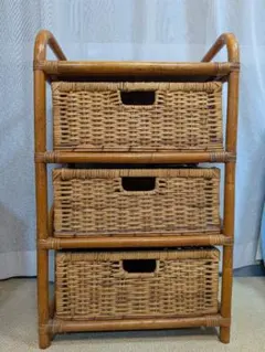 週末値下】ラタン チェスト 8杯 籐家具 ラタン家具 引き出し 収納棚