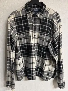 人気 90s ラルフローレン BENFORD ネルシャツ ブラック グレー XL