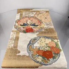 PD12 六通柄袋帯 牡丹鳳凰 吉祥華文 金銀絲 刺繡 絹